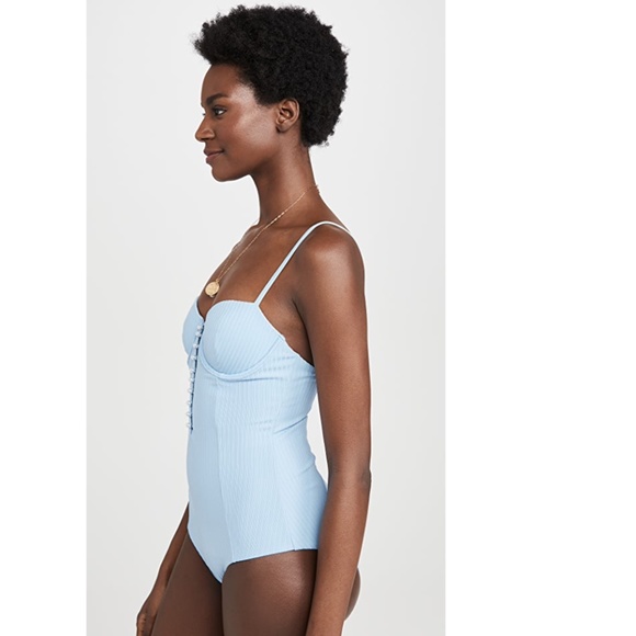 NEW ONIA Andrea BABY BLUE Ribbed FAUX PEARL One Piece SWIMSUIT XL - Picture 14 of 15